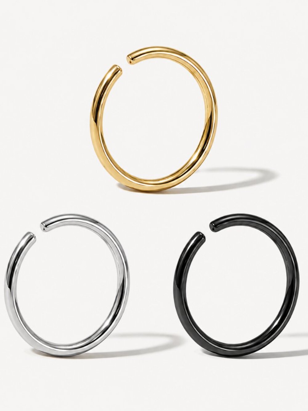 Aura Basics | 3 Pack Nose Ring Set (Black, Gold and Silver)